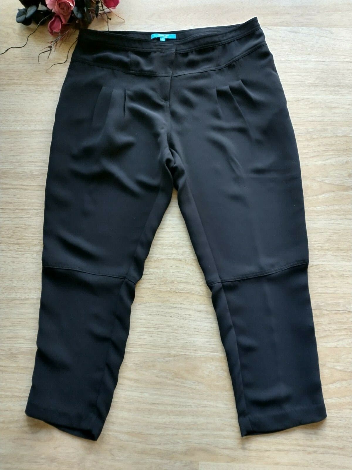 Derek Lam Women Knit Crop Pants Pleat-Front Pockets Zip Black Sz.14 - Thumbnail 2