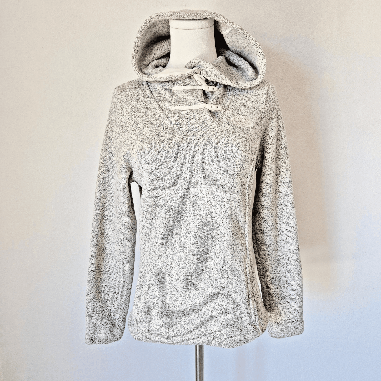 The North Face Crescent Fleece Lined Toggle Hooded Pullover Pocket Gray Women XS - Thumbnail 2