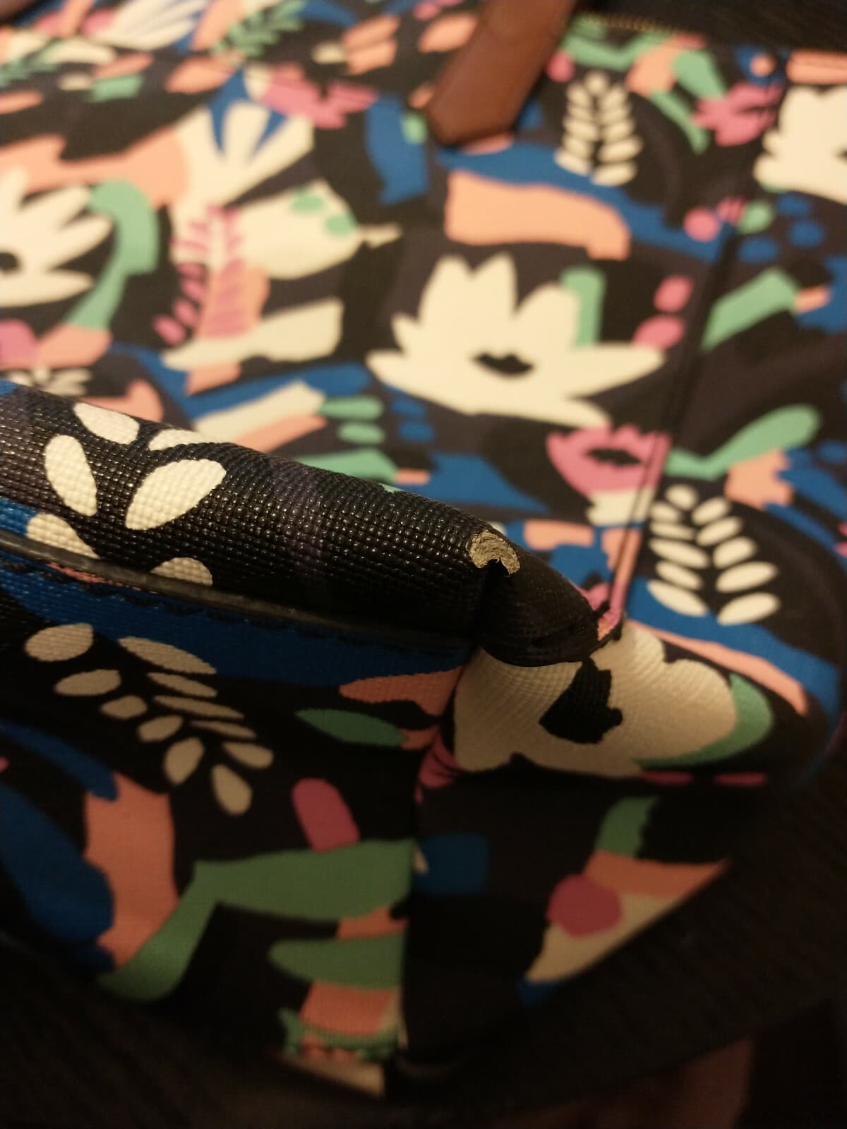 Fossia Fiona Tote Bag Multicolor Floral Print Large Zip 7-Pockets - Thumbnail 9