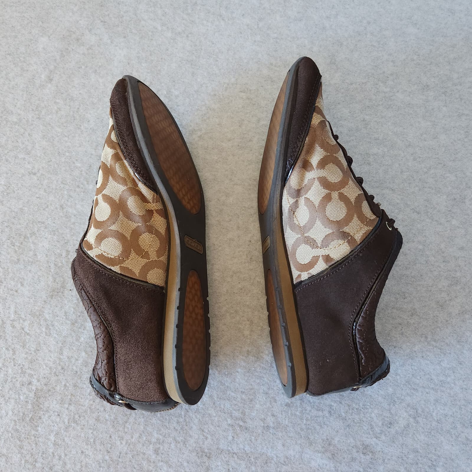 Coach Kelbie Suede Canvas Monogram Fashion Sneaker Lace Brown Women US10M - Thumbnail 5