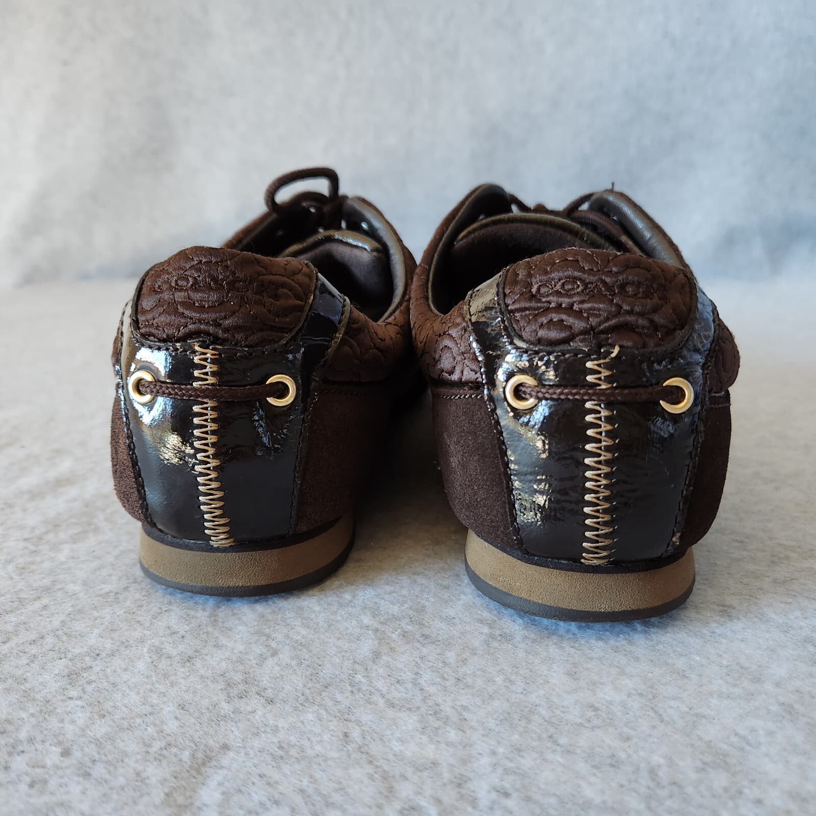 Coach Kelbie Suede Canvas Monogram Fashion Sneaker Lace Brown Women US10M - Thumbnail 7
