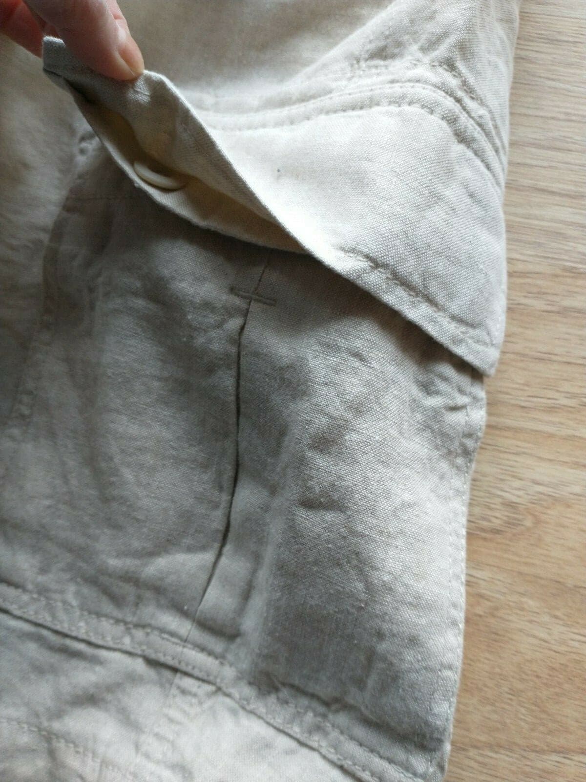Caribbean 100%Linen Men Cargo Shorts Zip Pockets Cream Sz.42 - Thumbnail 5