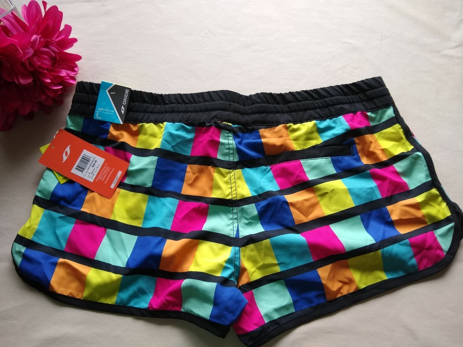 NWT OXIDE UPF50 Activewear Shorts Semi-Fit Drawstring Multi-Color Women Sz.L $30 - Thumbnail 2
