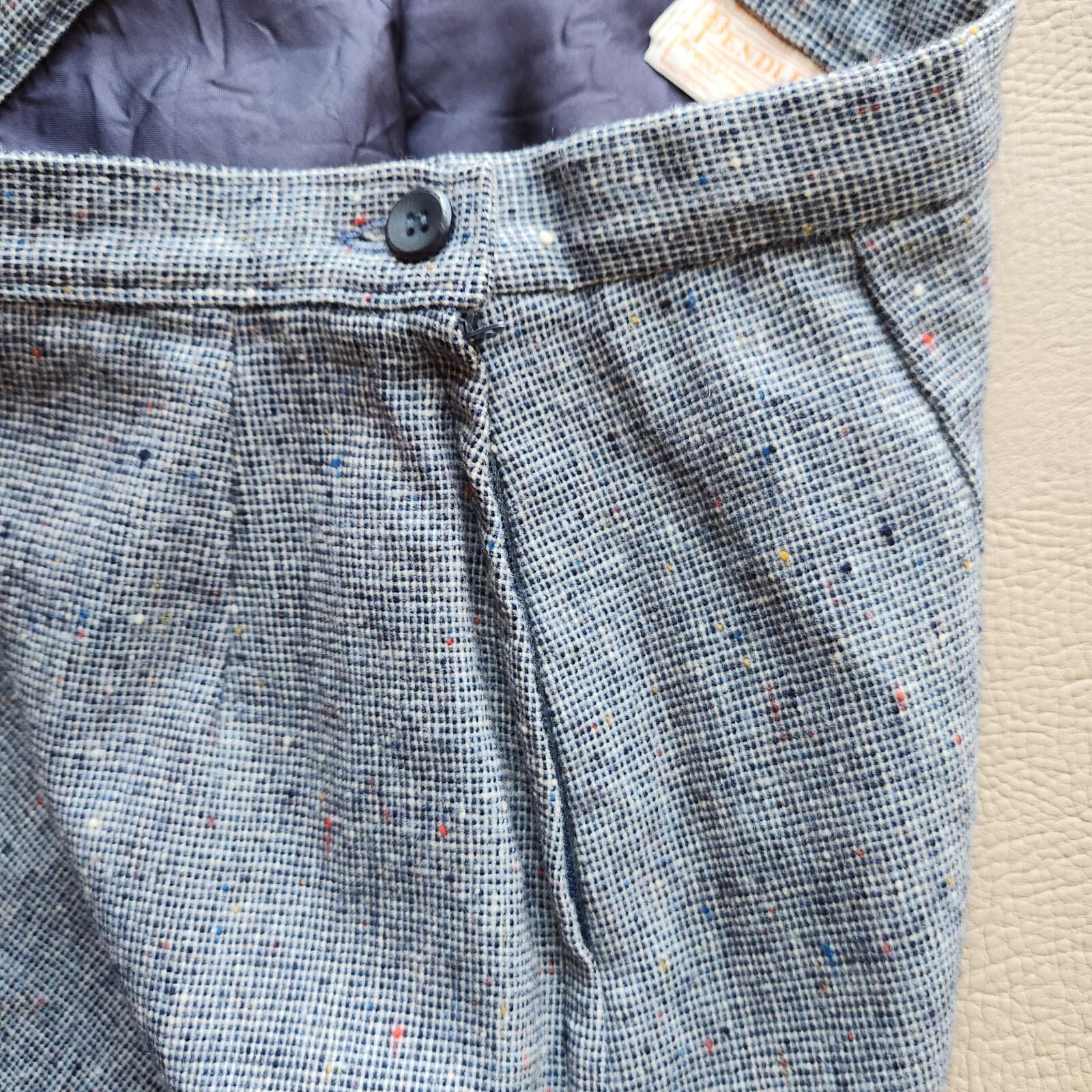 Vintage Pendleton Wool Tweed Pencil Skirt Knee Length Zip Blue Sz.6 Made in USA - Thumbnail 5