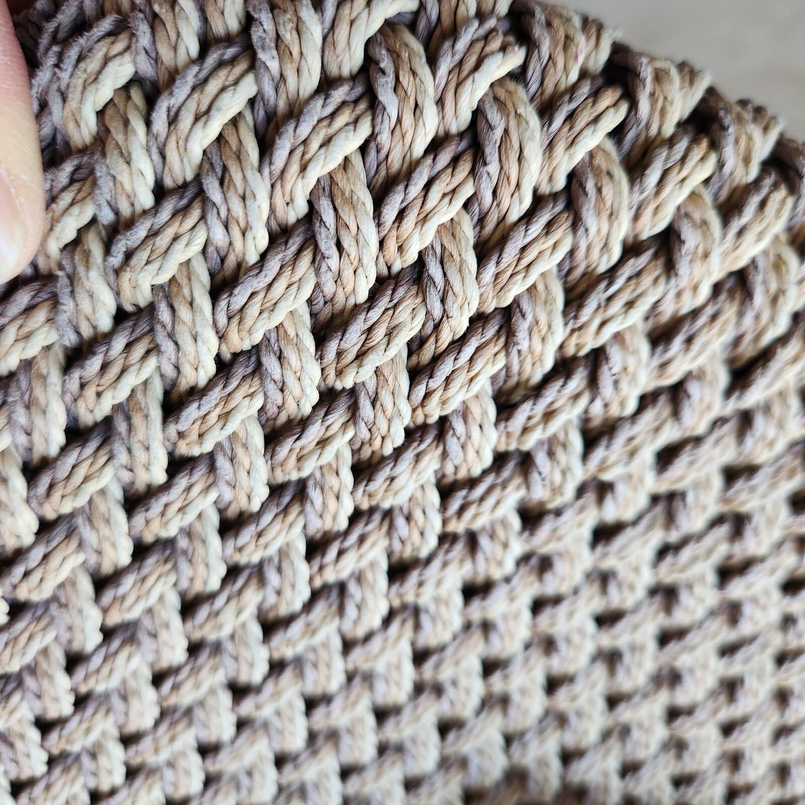 Vintage Brighton Natural Woven Jute Twine Brown Leather Braid Strap Shoulder Bag - Thumbnail 15