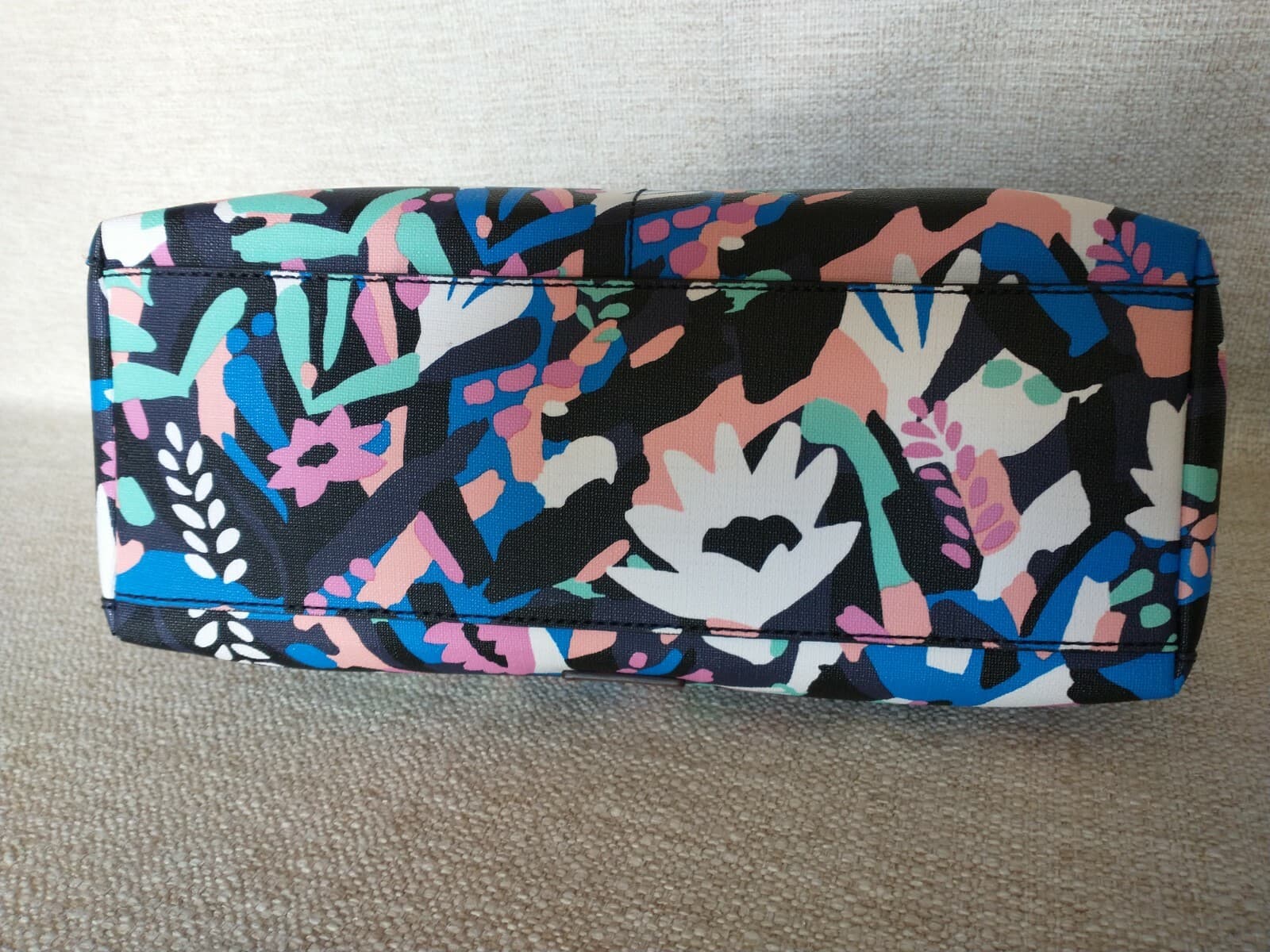 Fossia Fiona Tote Bag Multicolor Floral Print Large Zip 7-Pockets - Thumbnail 6
