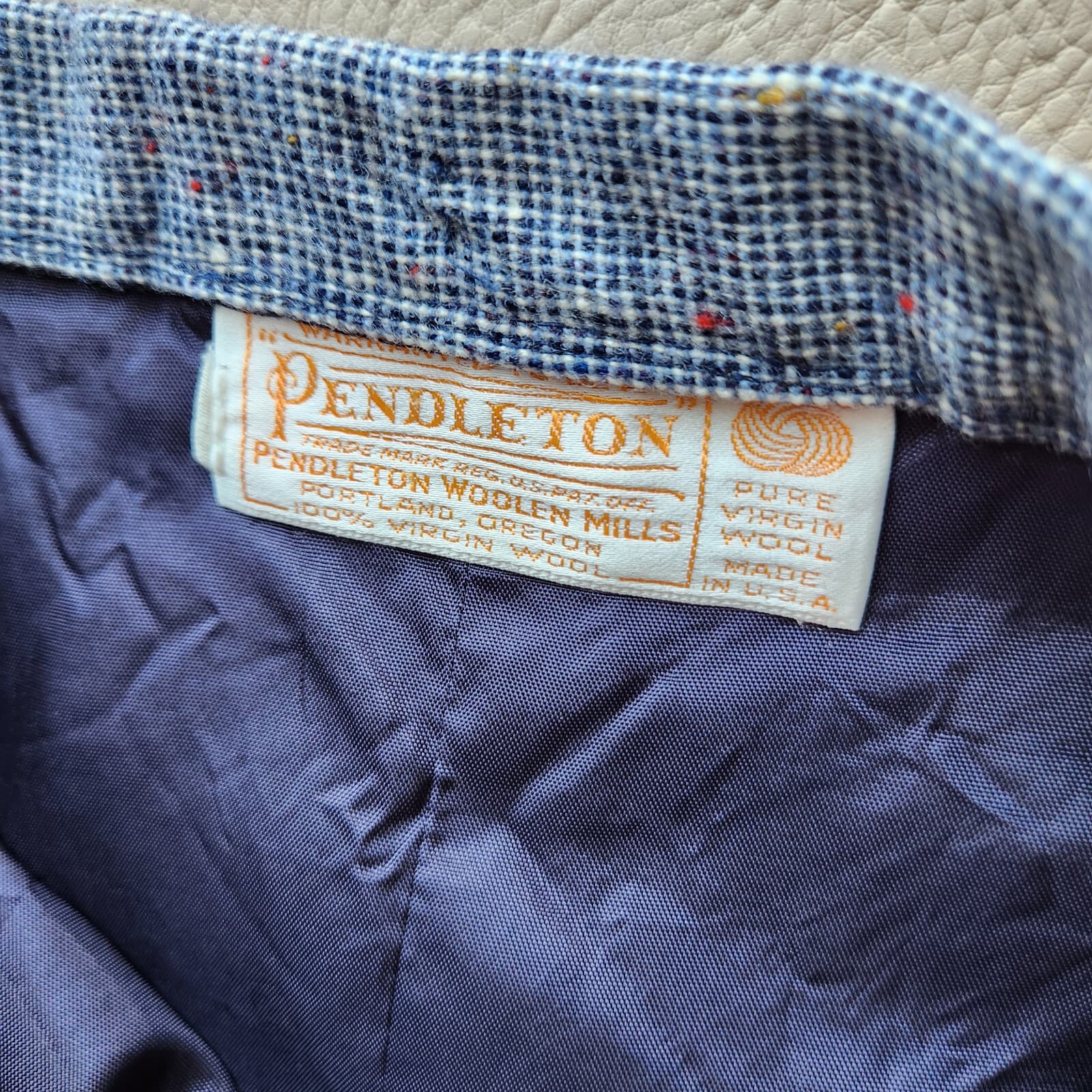 Vintage Pendleton Wool Tweed Pencil Skirt Knee Length Zip Blue Sz.6 Made in USA - Thumbnail 6