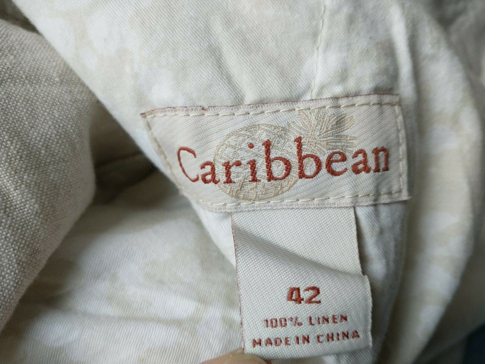Caribbean 100%Linen Men Cargo Shorts Zip Pockets Cream Sz.42 - Thumbnail 7