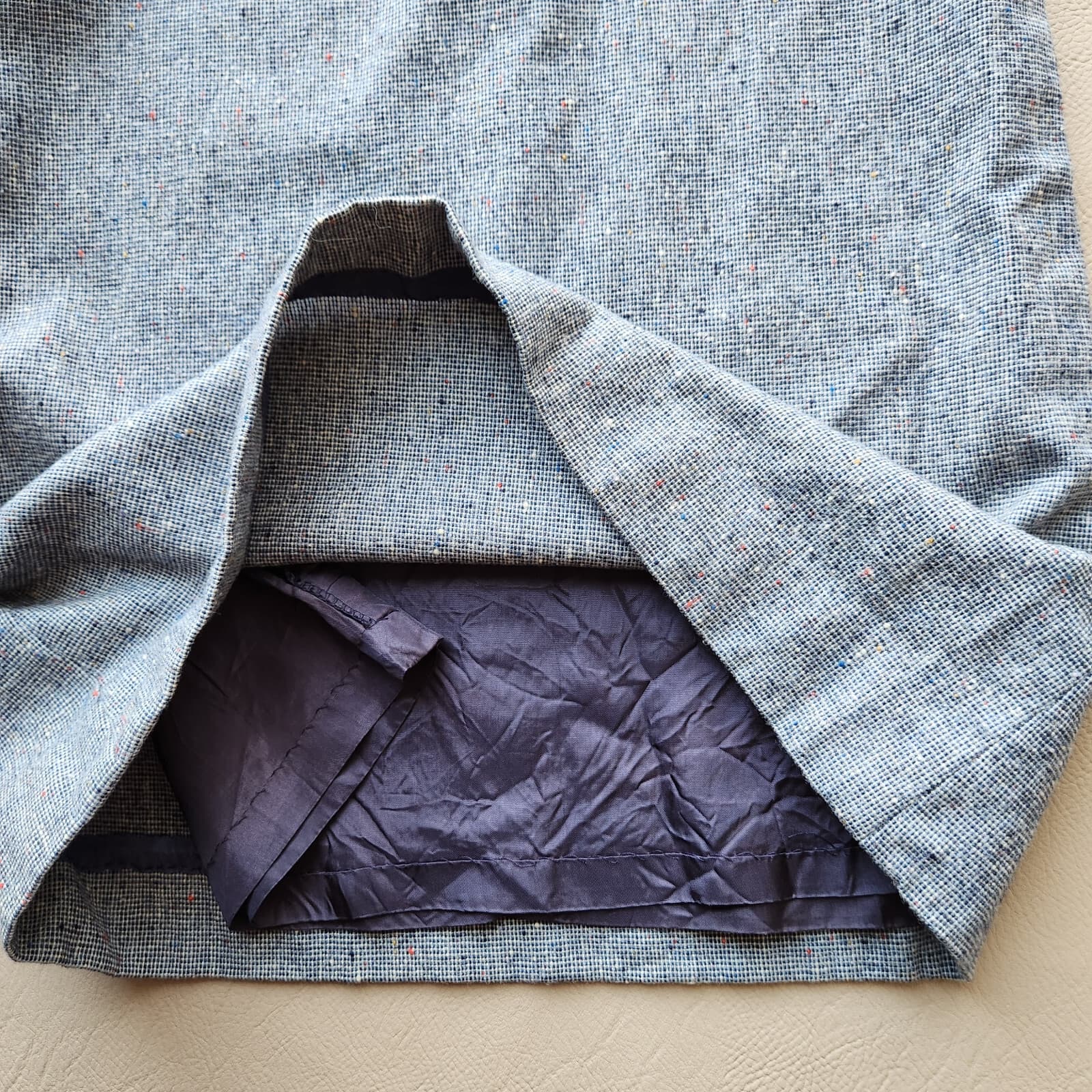 Vintage Pendleton Wool Tweed Pencil Skirt Knee Length Zip Blue Sz.6 Made in USA - Thumbnail 4
