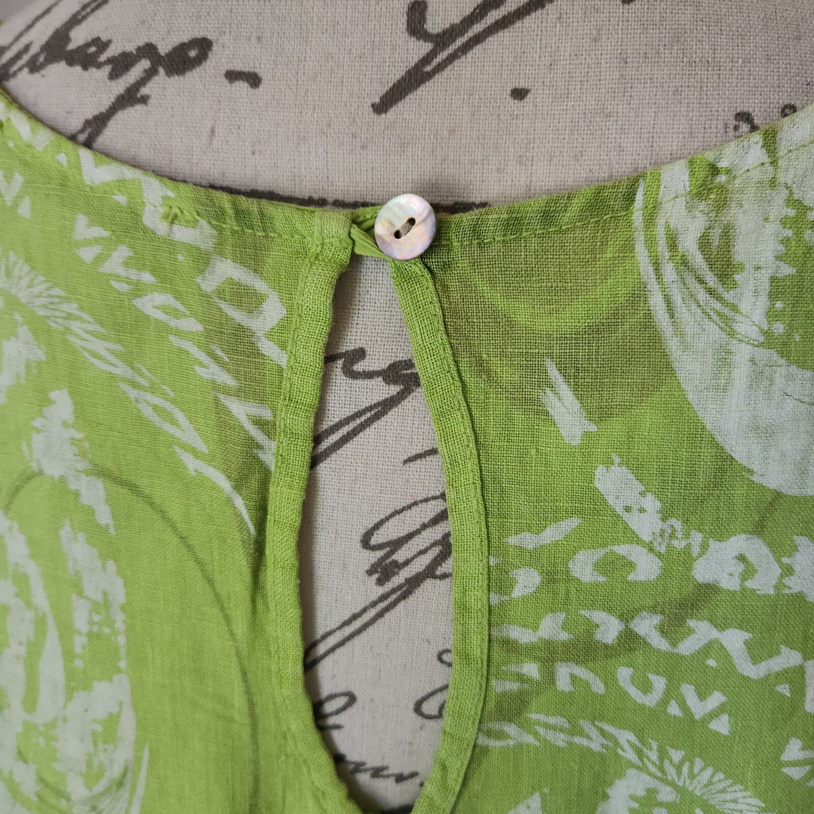 NWOT VASNA Made in Italy Linen Lagenlook Shift Dress Sleeveless Geo-Printed Sz.M - Thumbnail 5