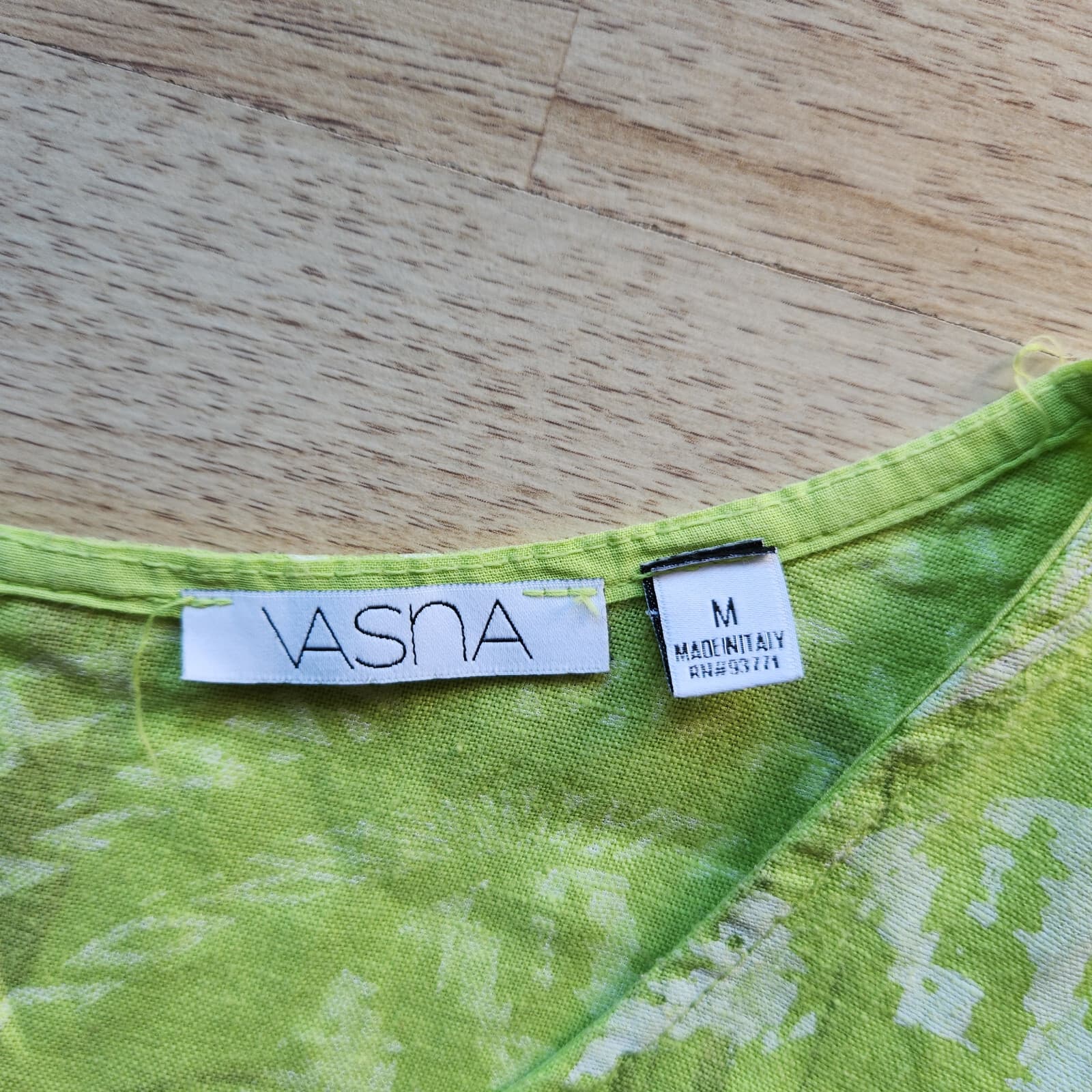 NWOT VASNA Made in Italy Linen Lagenlook Shift Dress Sleeveless Geo-Printed Sz.M - Thumbnail 9