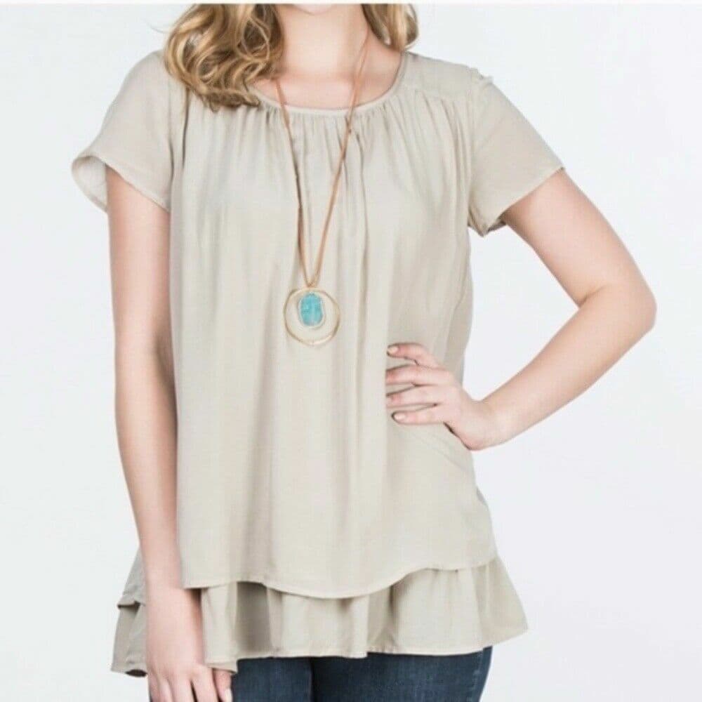 NWT Matilda Jane Shadows Top Layers Short Sleeve Stretchy Grey Women XS $58 - Thumbnail 2