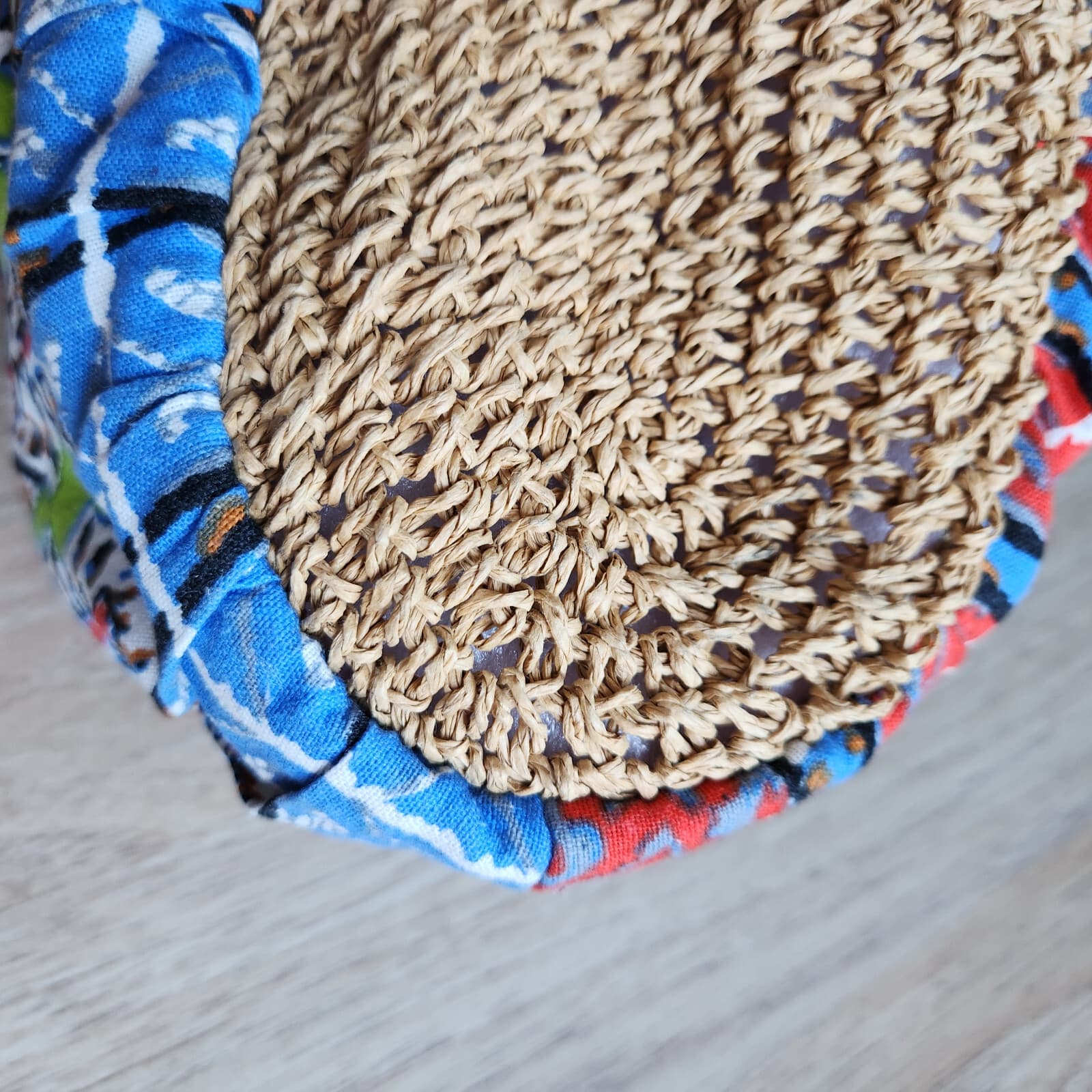 Capelli Straworld Woven Straw Cotton Fabric Boho Summer Shoulder Bag Drawstring - Thumbnail 7