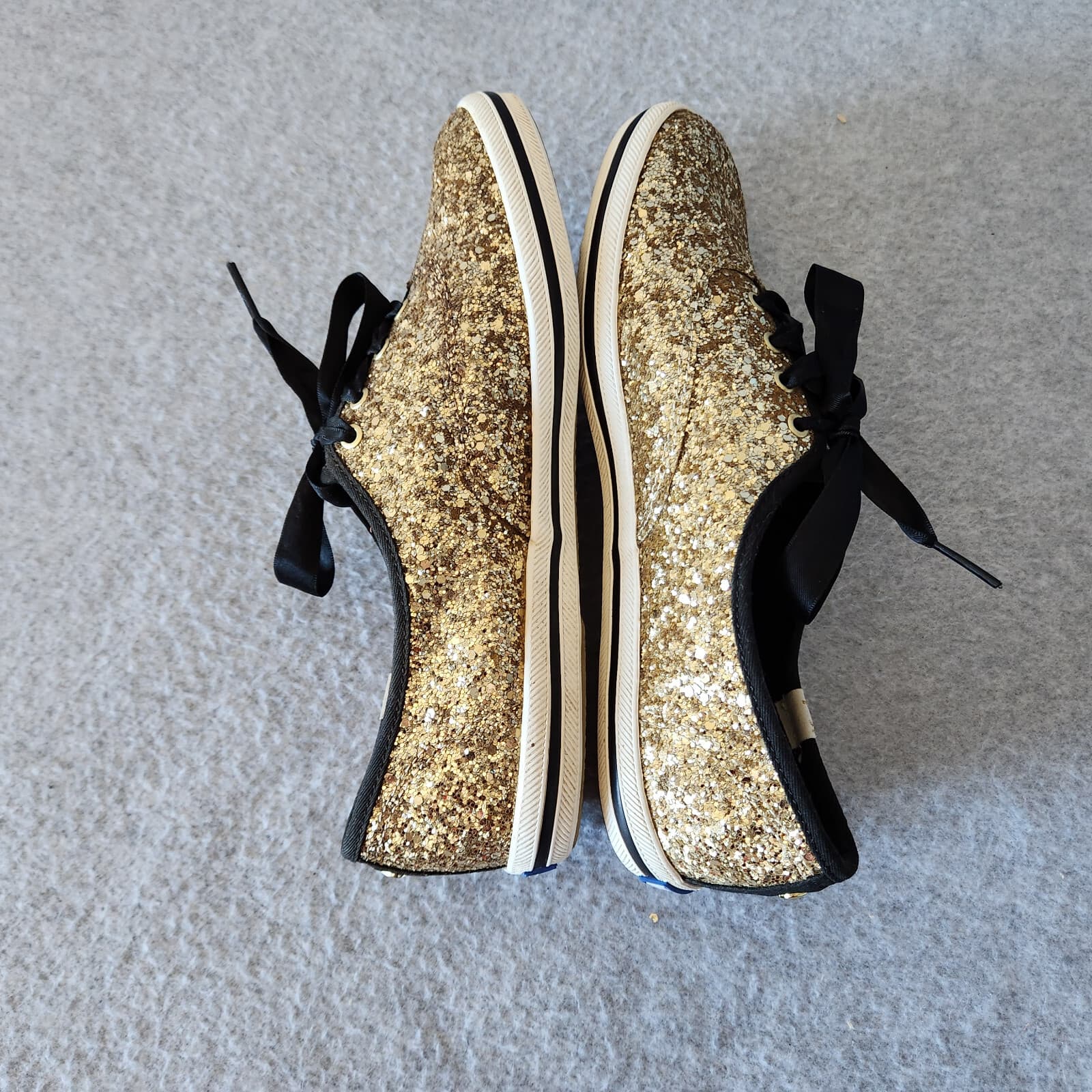Kate Spade Keds Gold Glitter Sneaker Canvas Cushion Lace-Up Women's US7.5 - Thumbnail 6