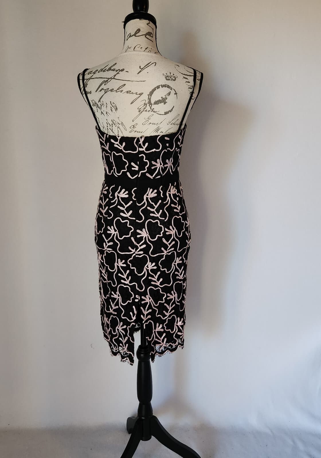 Milly Back Pink Lace Ribbon Accent Cocktail Party Dress Spaghetti Strapped Sz.4 - Thumbnail 6