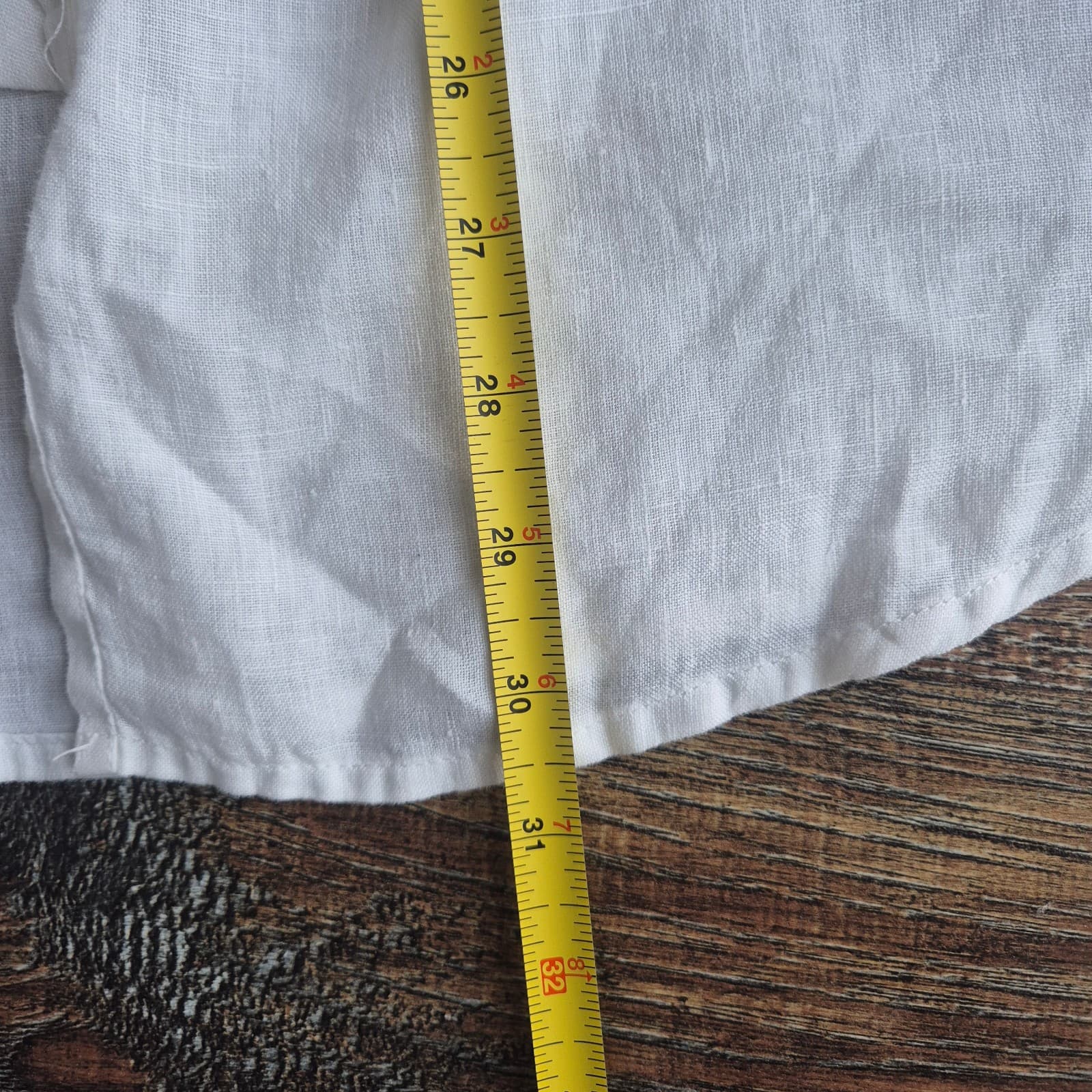 Cut Loose 100% Linen Lagenlook Ruffle Blouse Pearl Button Long Sleeve White Sz.S - Thumbnail 12