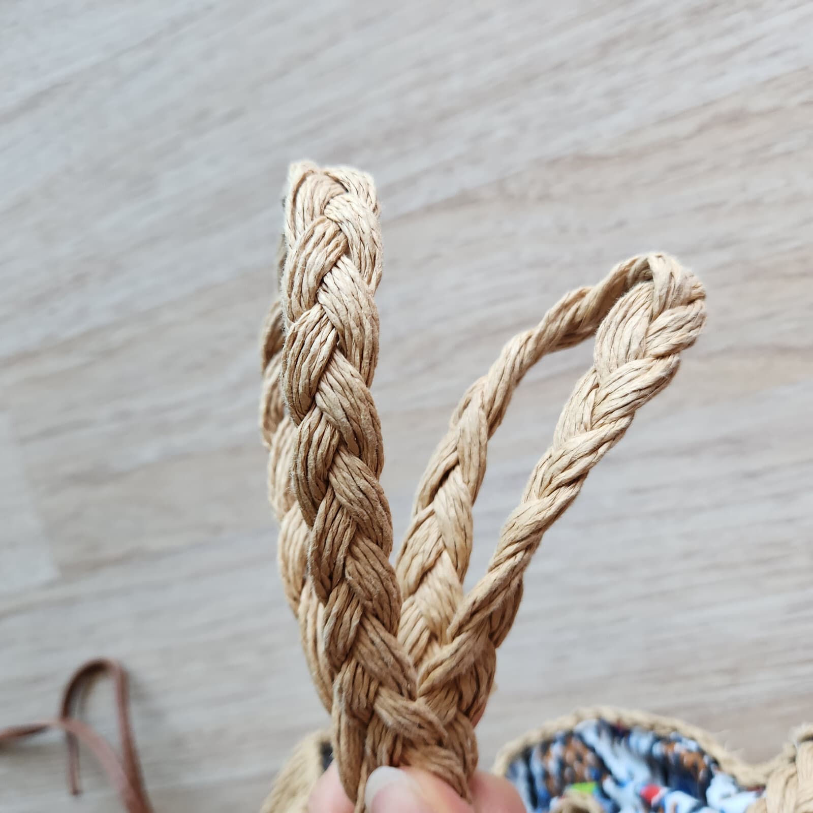 Capelli Straworld Woven Straw Cotton Fabric Boho Summer Shoulder Bag Drawstring - Thumbnail 10