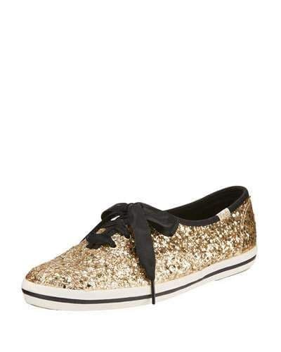 Kate Spade Keds Gold Glitter Sneaker Canvas Cushion Lace-Up Women's US7.5 - Thumbnail 5