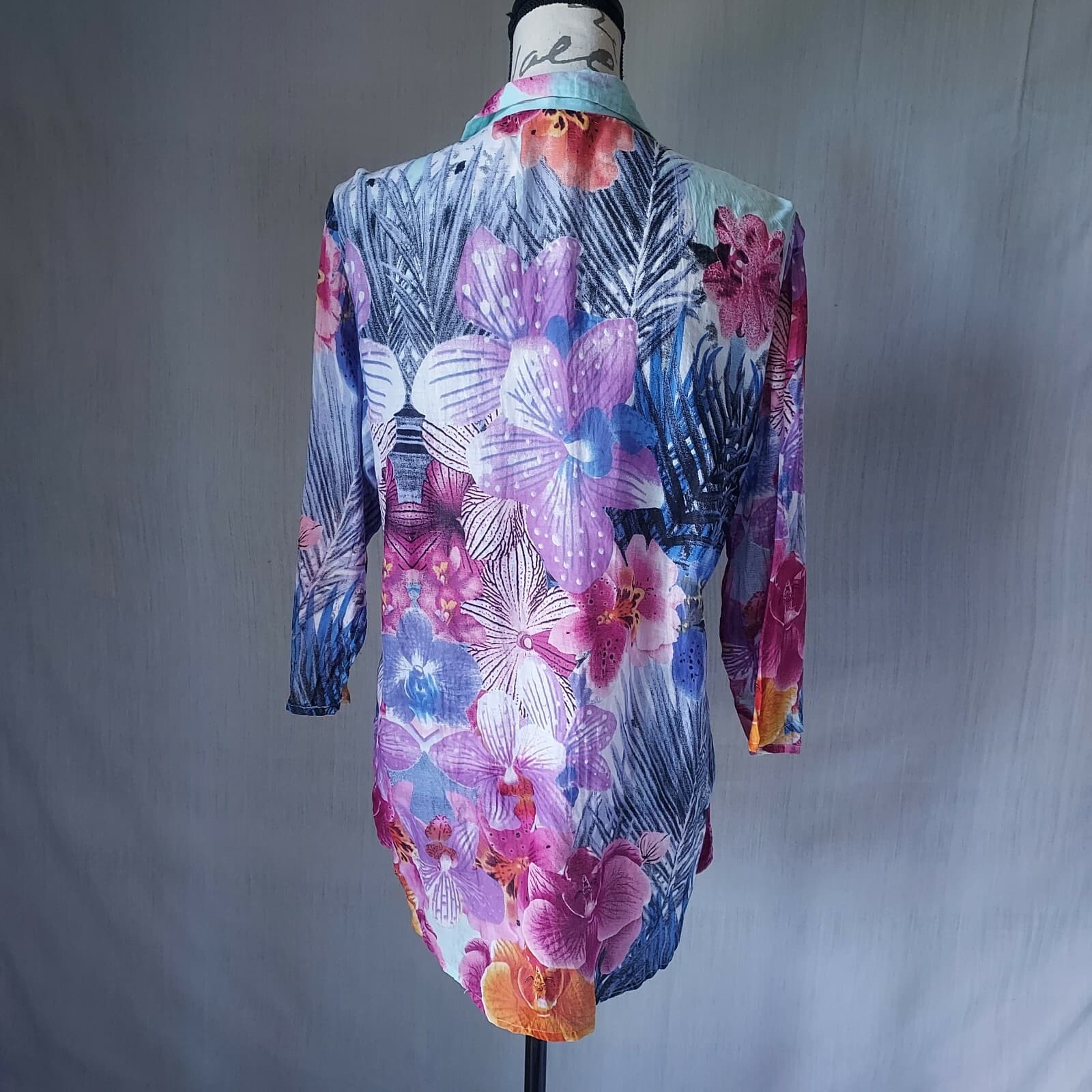 Antica Sartoria Floral Shirt Button Long Sleeve Multicolor Cotton Women Sz.2 - Thumbnail 4