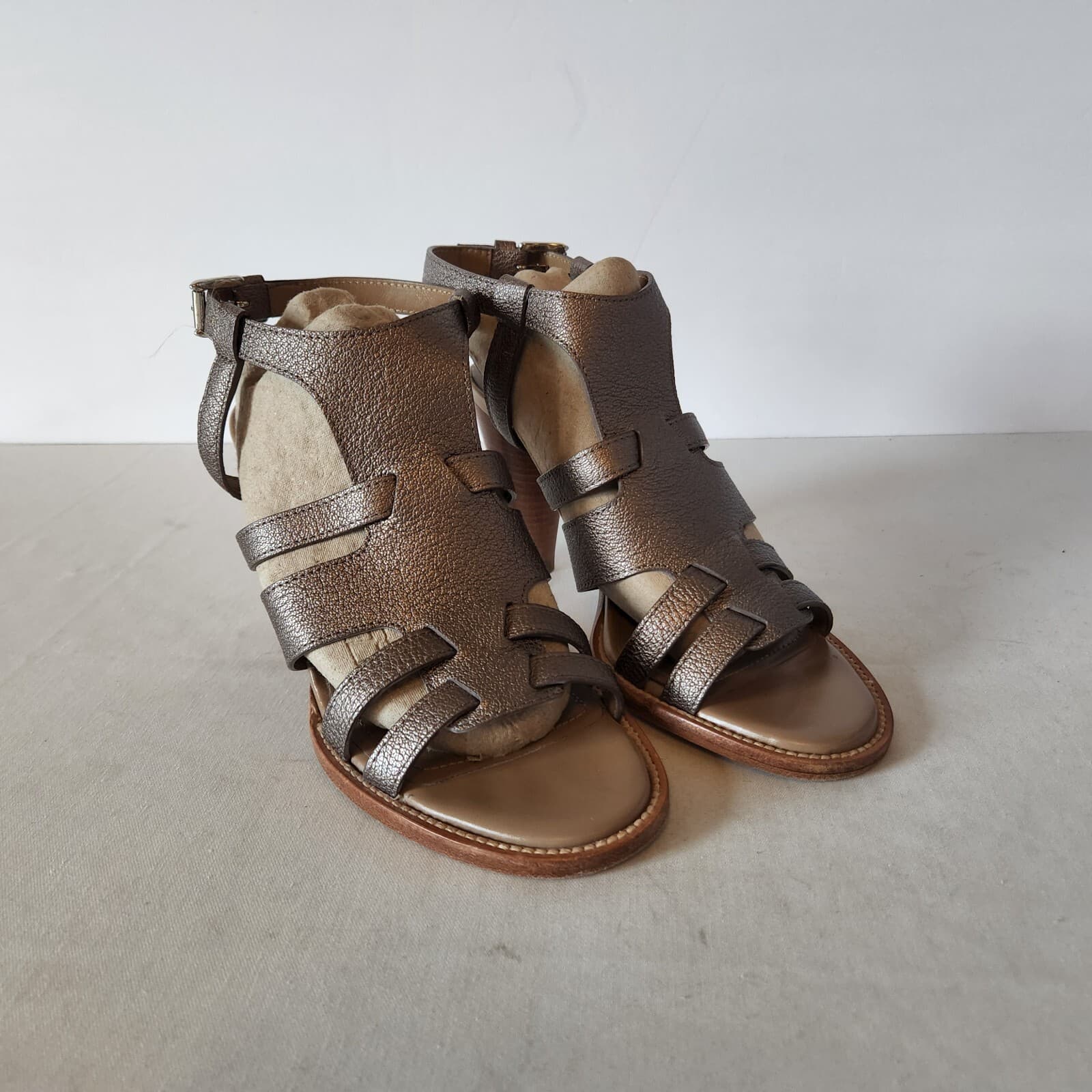 TOD'S Leather 3.5" Heel Sandals Open Toe Ankle Strap Brown Women EU35 US5 - Thumbnail 3