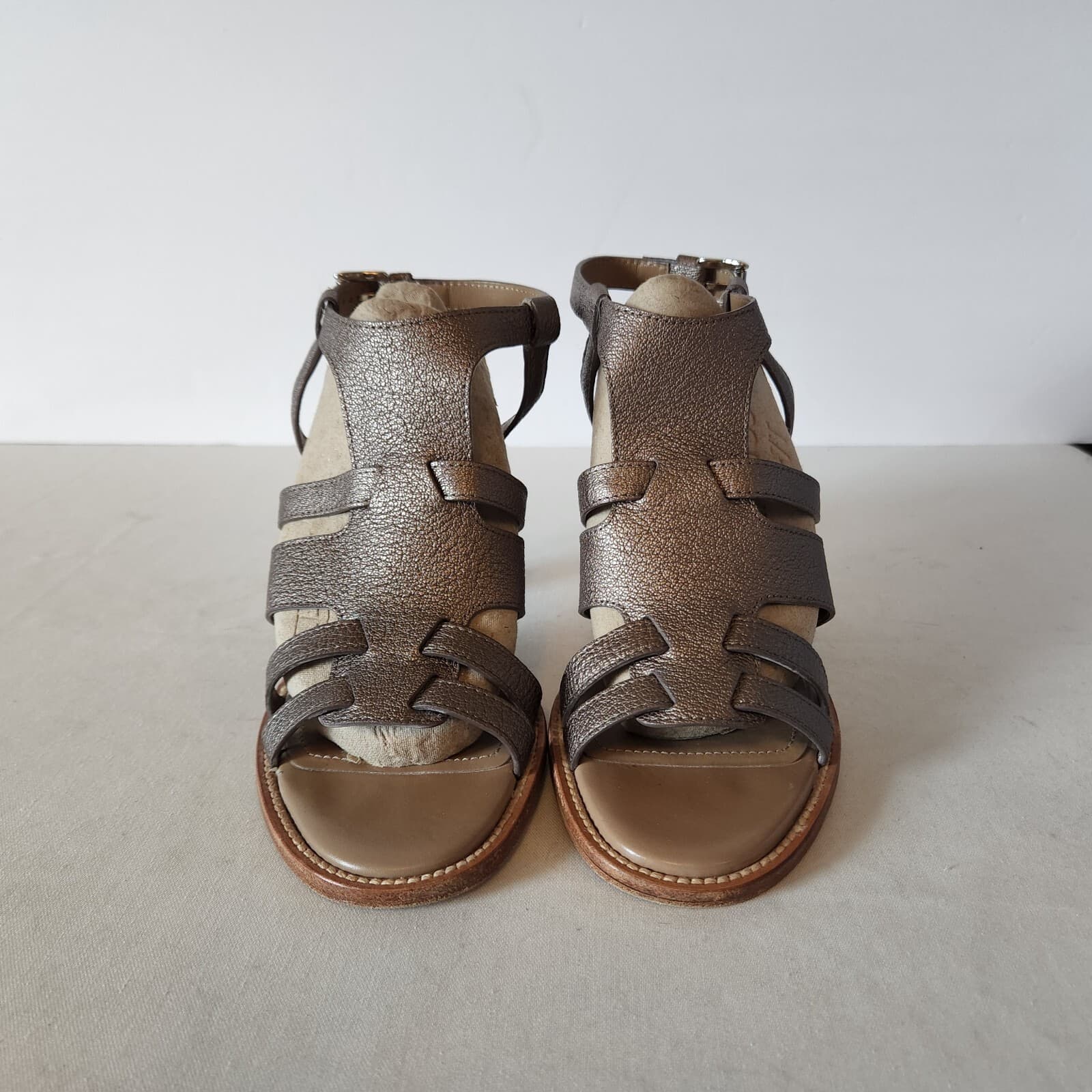 TOD'S Leather 3.5" Heel Sandals Open Toe Ankle Strap Brown Women EU35 US5 - Thumbnail 4