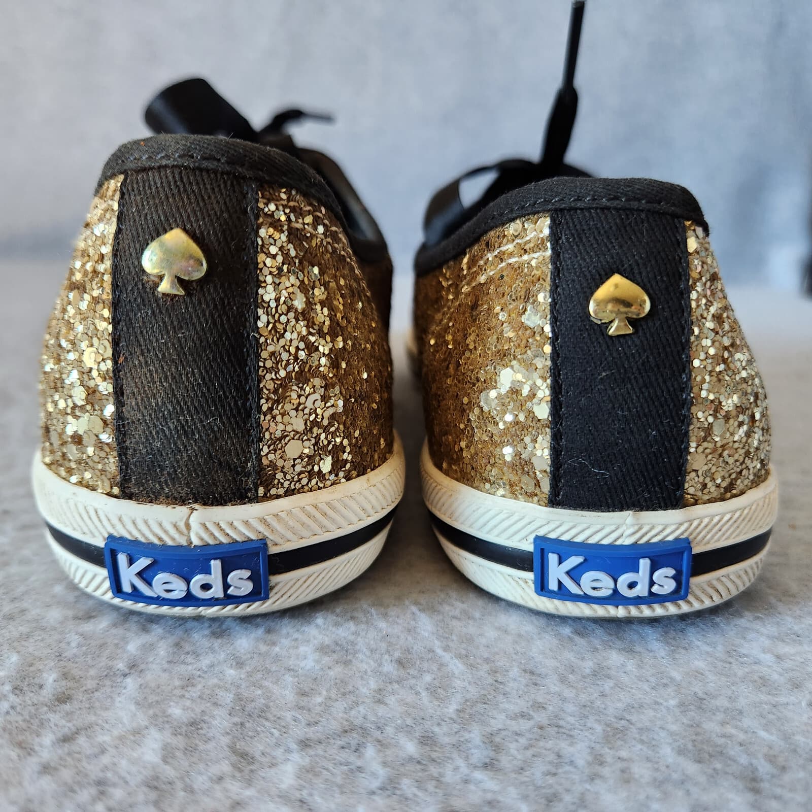 Kate Spade Keds Gold Glitter Sneaker Canvas Cushion Lace-Up Women's US7.5 - Thumbnail 9