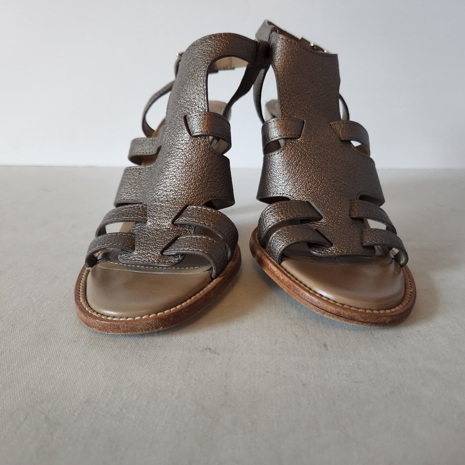 TOD'S Leather 3.5" Heel Sandals Open Toe Ankle Strap Brown Women EU35 US5 - Thumbnail 6