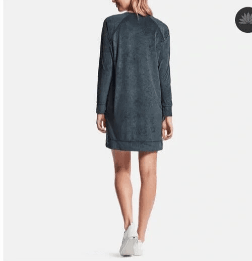 James Perse Japanese Velvet Sweat Dress Long Sleeve Clarington Green Sz.1 (S) - Thumbnail 5