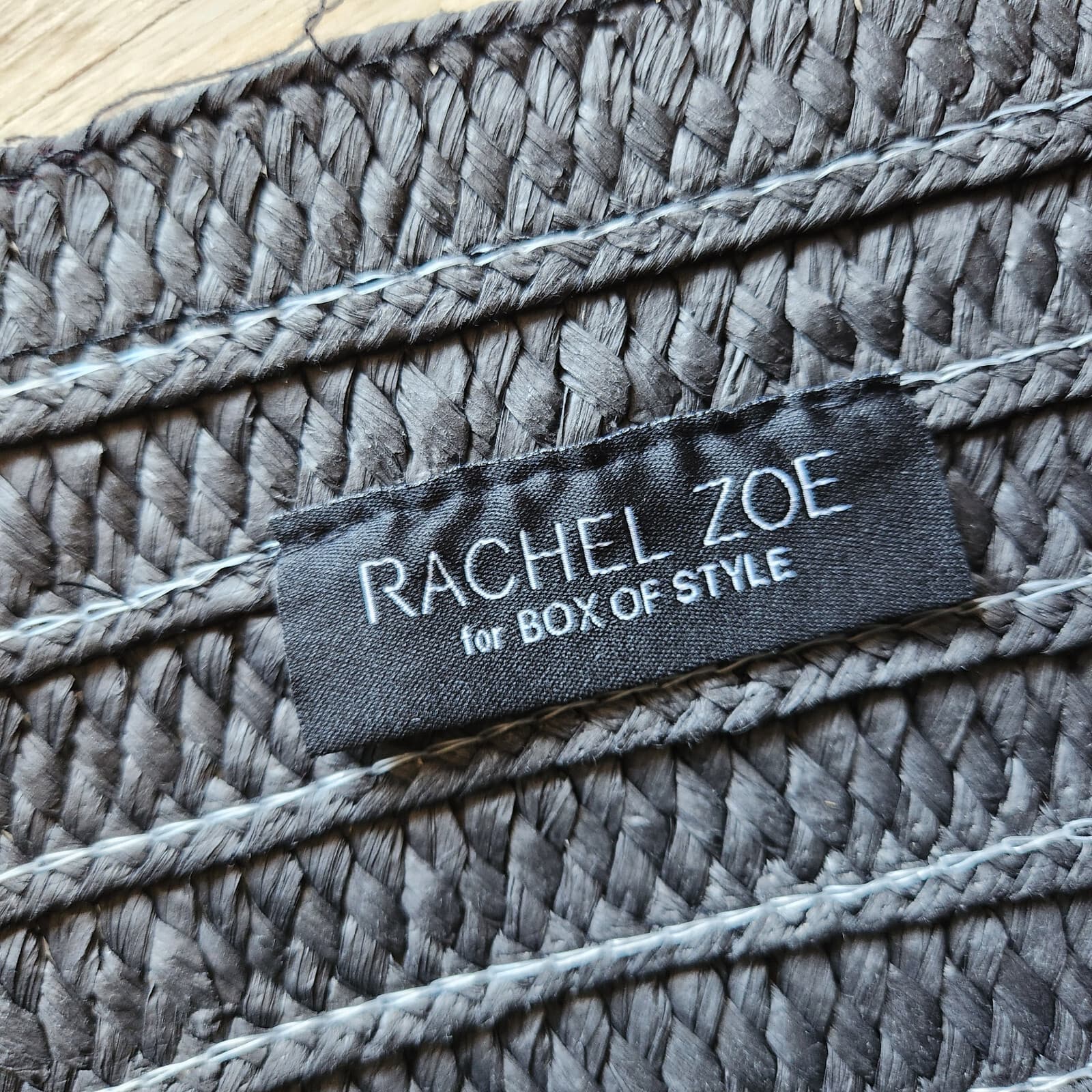 NWT Rachel Zoe x Box of Style Woven Paper Straw Big Tote x Feather Charm Black - Thumbnail 14