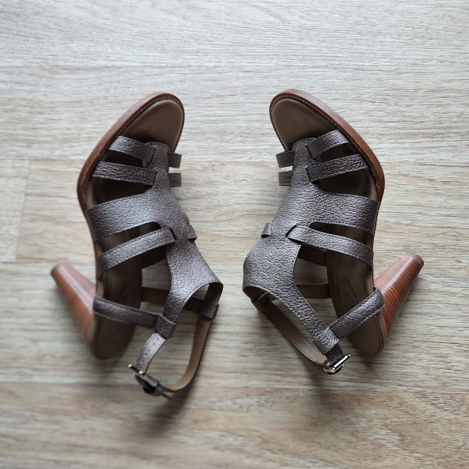 TOD'S Leather 3.5" Heel Sandals Open Toe Ankle Strap Brown Women EU35 US5 - Thumbnail 8