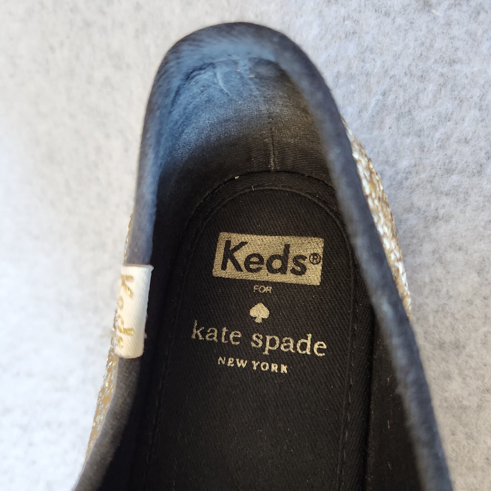 Kate Spade Keds Gold Glitter Sneaker Canvas Cushion Lace-Up Women's US7.5 - Thumbnail 13