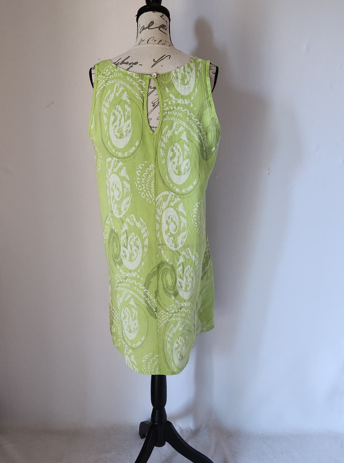 NWOT VASNA Made in Italy Linen Lagenlook Shift Dress Sleeveless Geo-Printed Sz.M - Thumbnail 4