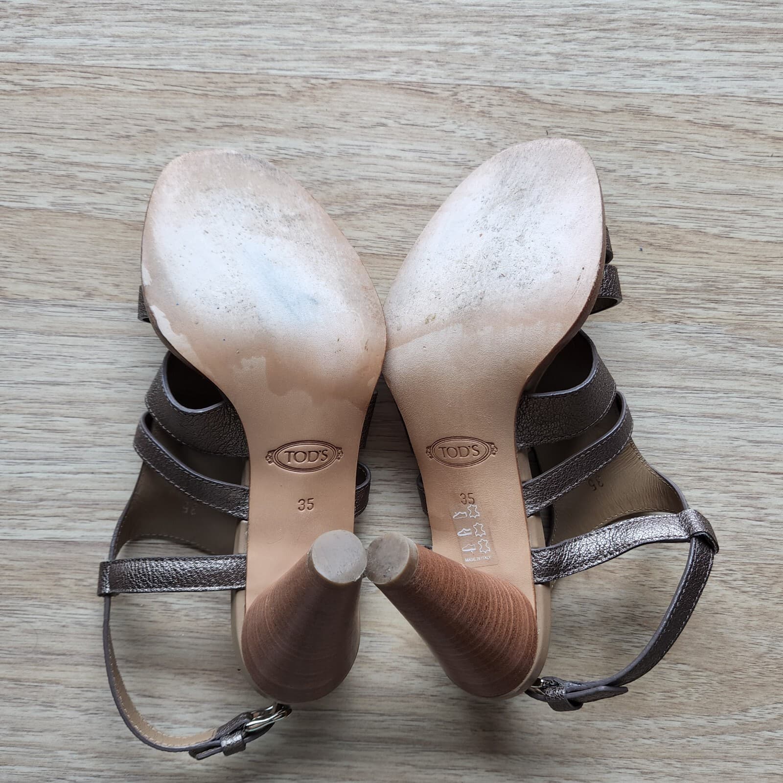 TOD'S Leather 3.5" Heel Sandals Open Toe Ankle Strap Brown Women EU35 US5 - Thumbnail 10
