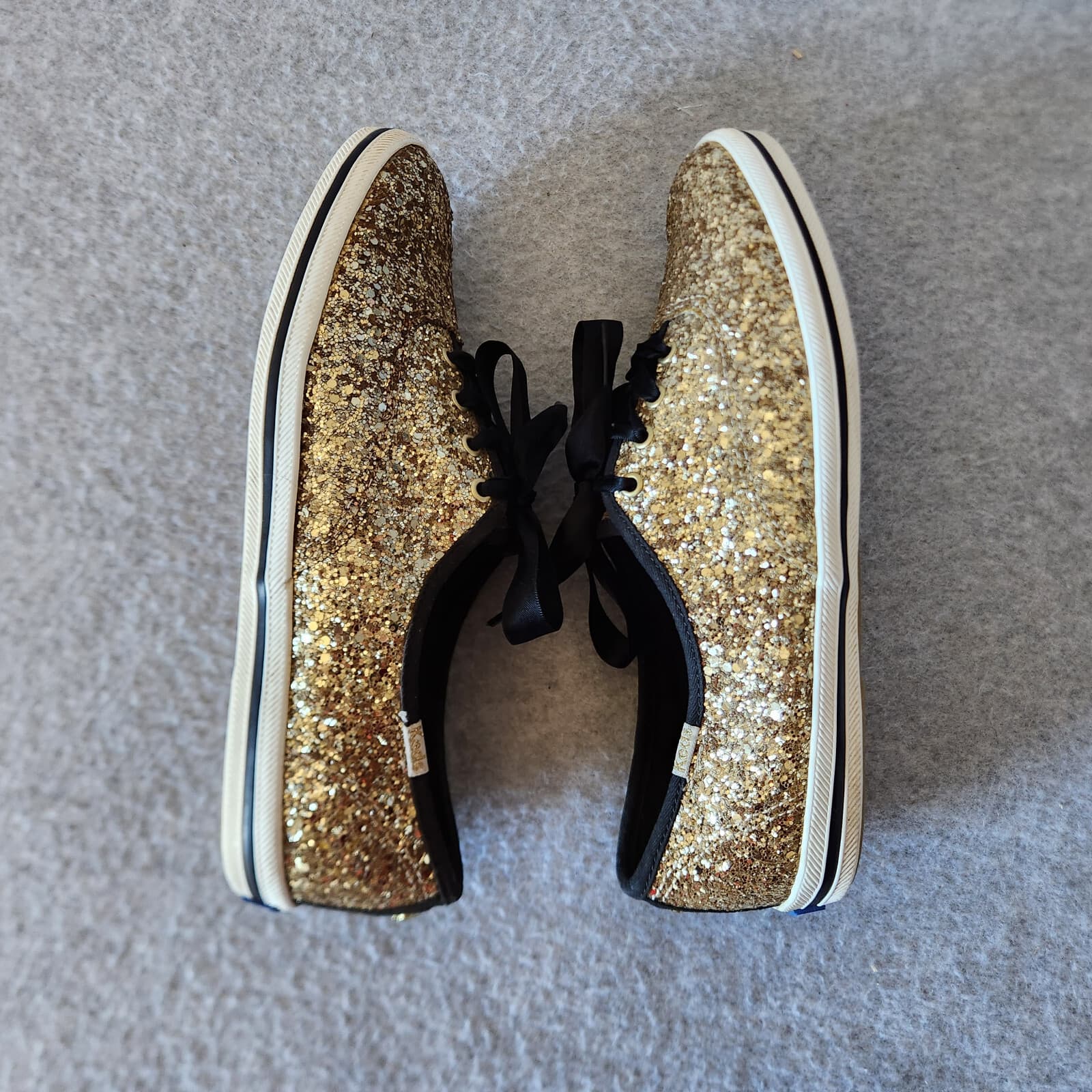 Kate Spade Keds Gold Glitter Sneaker Canvas Cushion Lace-Up Women's US7.5 - Thumbnail 7