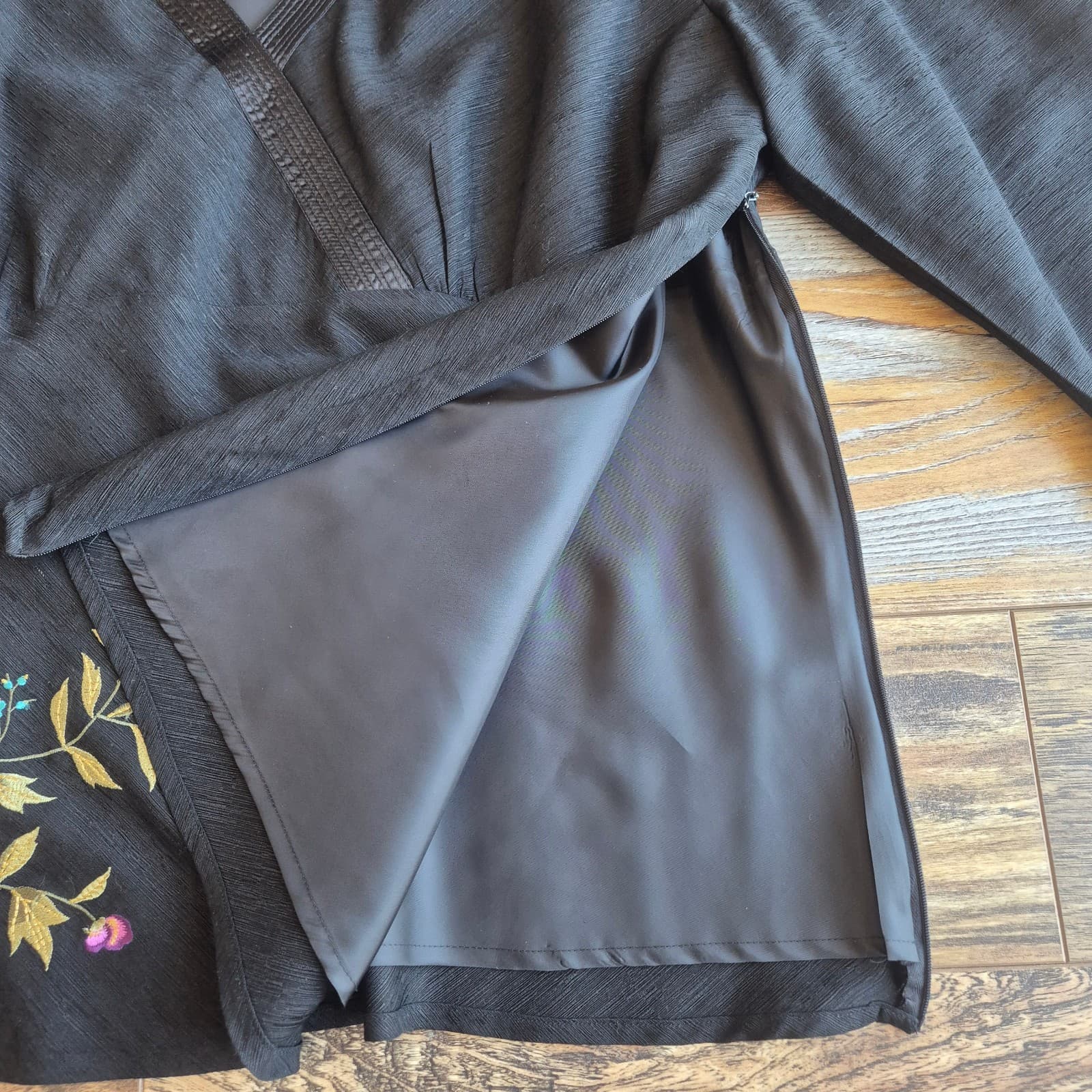 Carole Little Silk Floral Embroidered Fitted Blouse 3/4 Sleeve Black Women's 2X - Thumbnail 9
