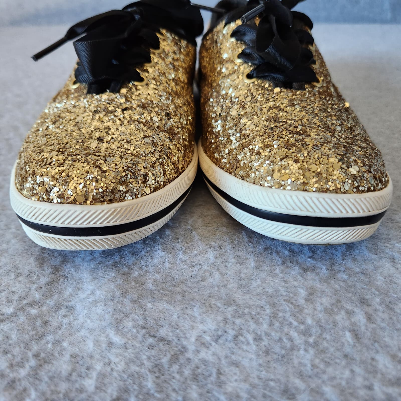 Kate Spade Keds Gold Glitter Sneaker Canvas Cushion Lace-Up Women's US7.5 - Thumbnail 10