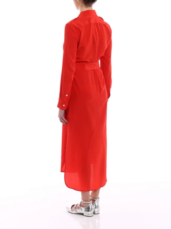 NWT Polo Ralph Lauren 100% Silk Belted Shirt Dress Long Sleeve Pocket Red Sz.6 - Thumbnail 10