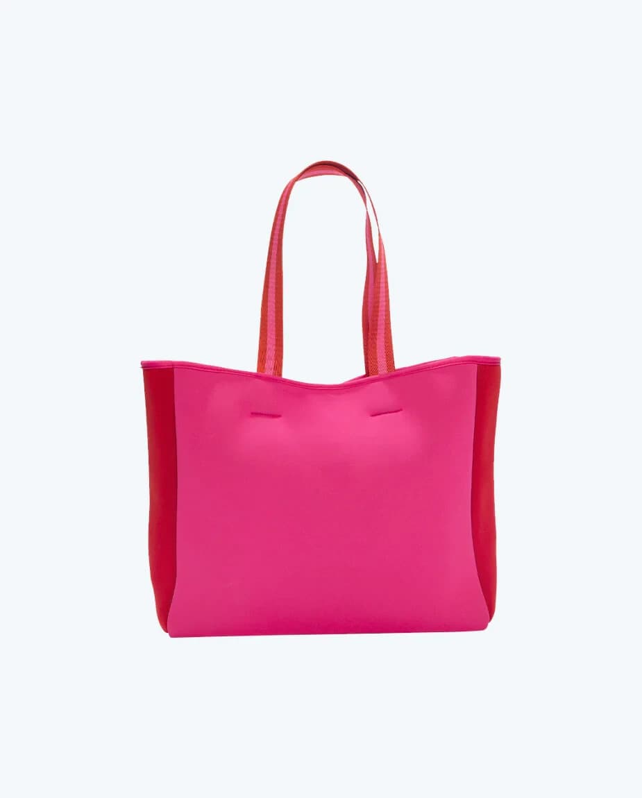 NWT Summersalt $80 Neoprene Beach Big Tote Red Pink 15"x13" - Thumbnail 2