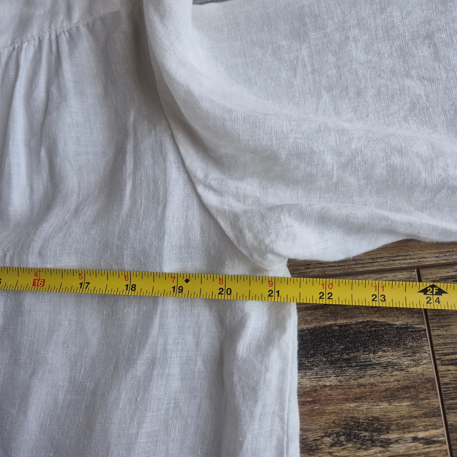 Cut Loose 100% Linen Lagenlook Ruffle Blouse Pearl Button Long Sleeve White Sz.S - Thumbnail 11