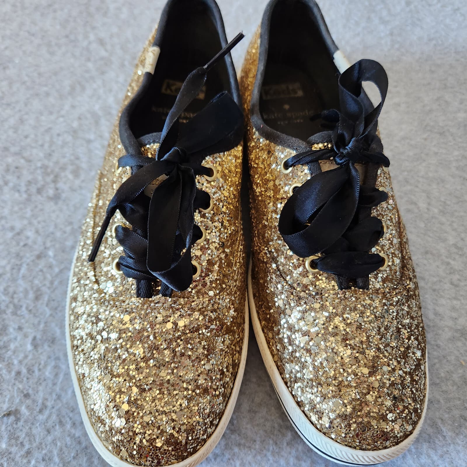 Kate Spade Keds Gold Glitter Sneaker Canvas Cushion Lace-Up Women's US7.5 - Thumbnail 15