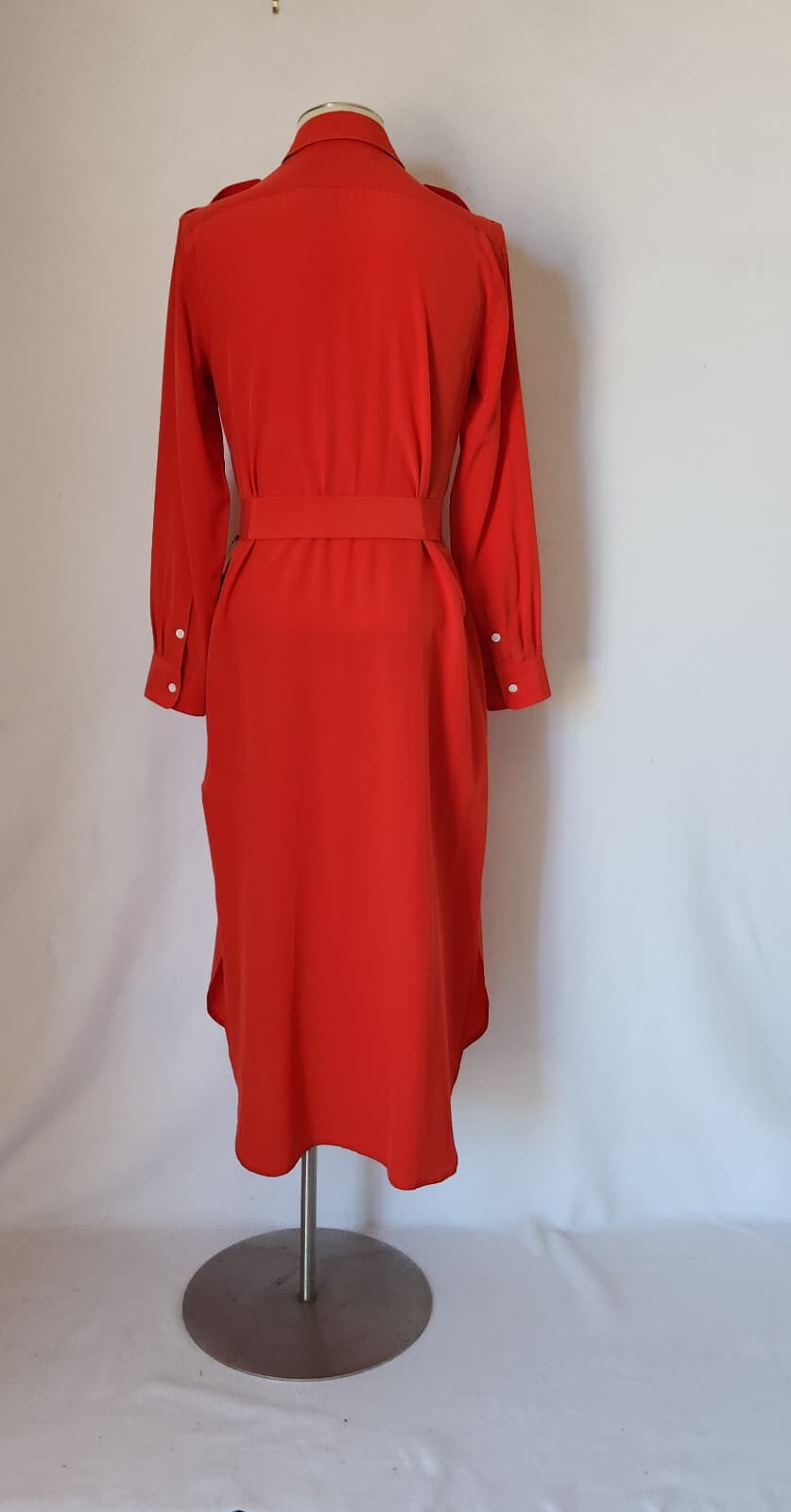 NWT Polo Ralph Lauren 100% Silk Belted Shirt Dress Long Sleeve Pocket Red Sz.6 - Thumbnail 11