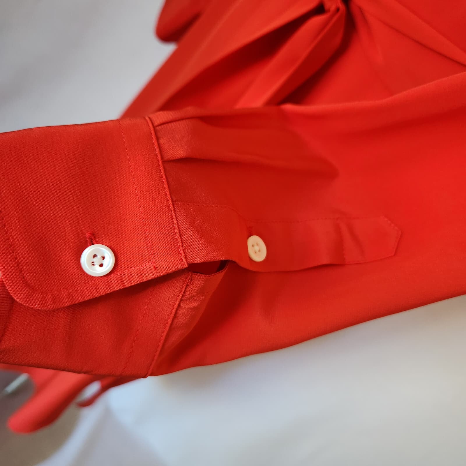NWT Polo Ralph Lauren 100% Silk Belted Shirt Dress Long Sleeve Pocket Red Sz.6 - Thumbnail 13