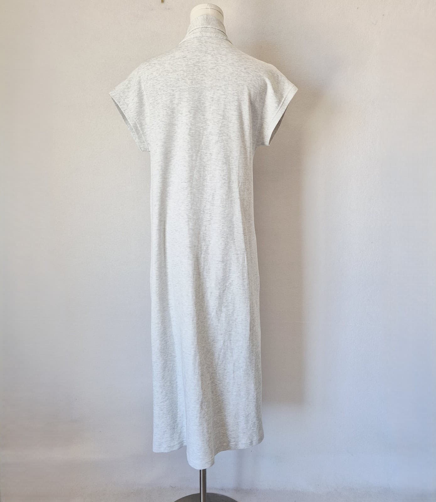 Max Mara Leisure Long Duster Open Front Top Cardigan Cap-Sleeve Pocket Grey XS - Thumbnail 8