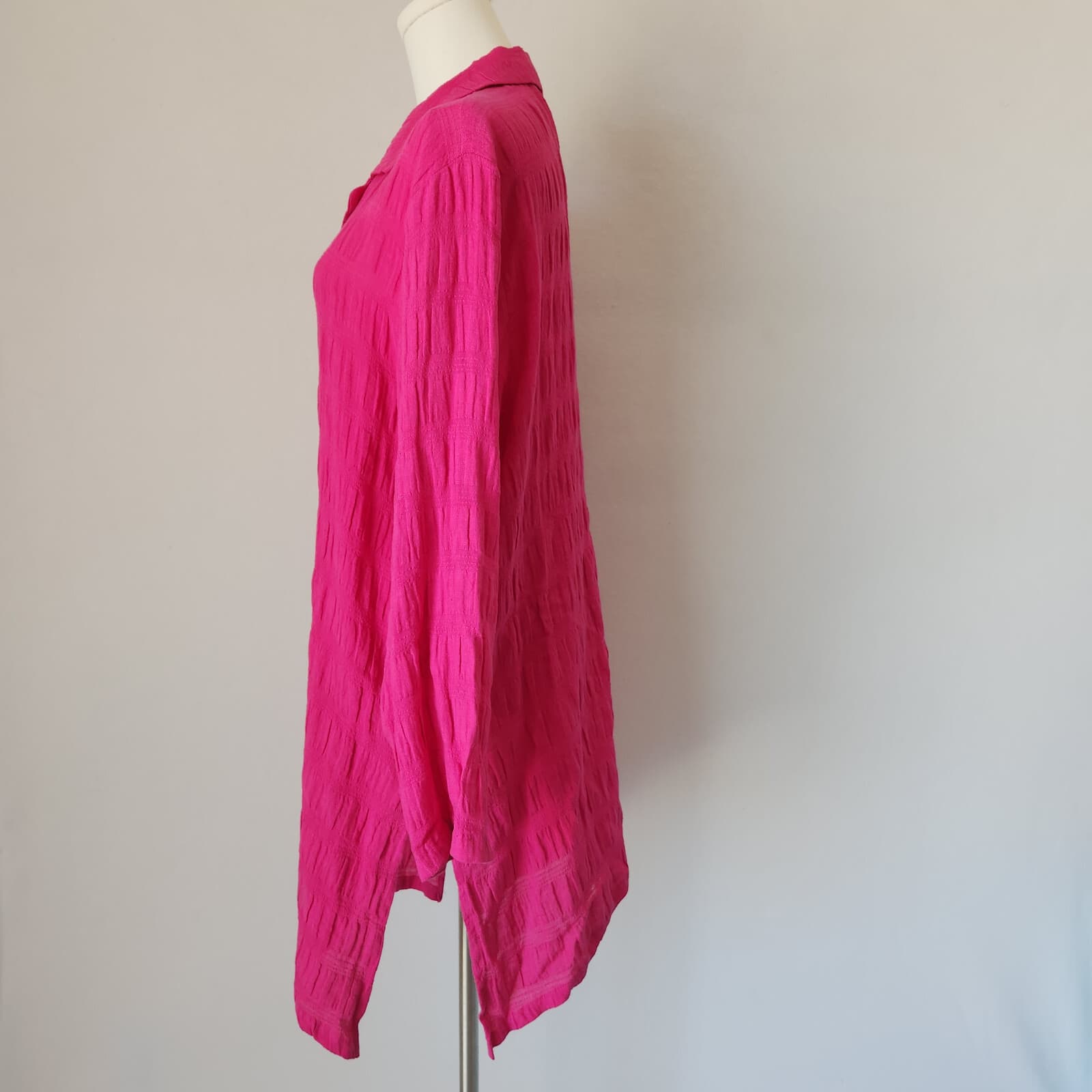 Vintage David Dart Collection Linen Blend Crinkle Tunic Shirt Button-Up Pink XL - Thumbnail 4