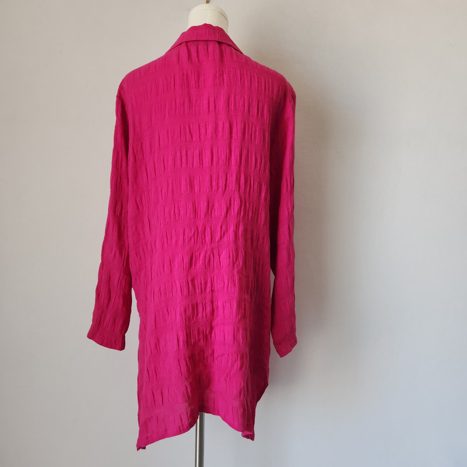 Vintage David Dart Collection Linen Blend Crinkle Tunic Shirt Button-Up Pink XL - Thumbnail 5