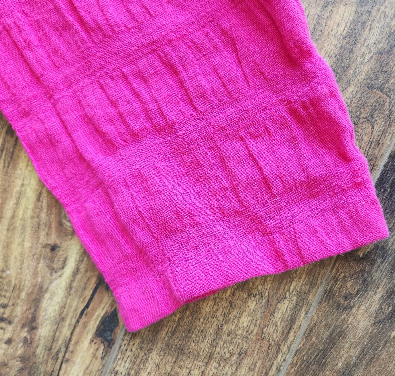 Vintage David Dart Collection Linen Blend Crinkle Tunic Shirt Button-Up Pink XL - Thumbnail 7