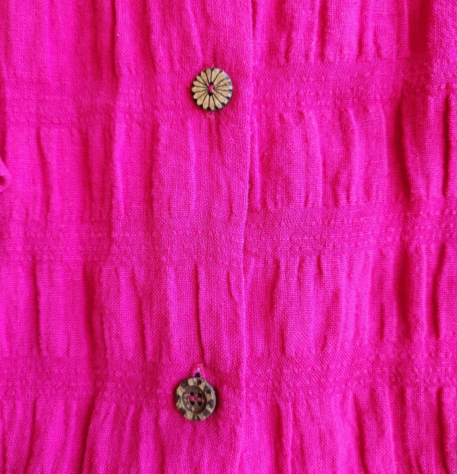 Vintage David Dart Collection Linen Blend Crinkle Tunic Shirt Button-Up Pink XL - Thumbnail 9
