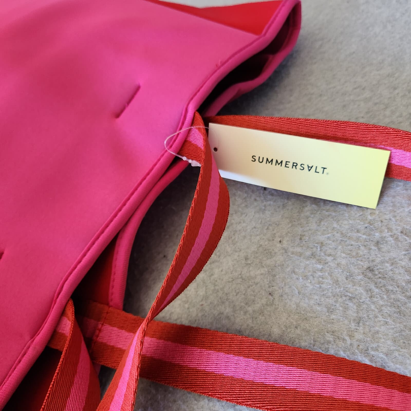 NWT Summersalt $80 Neoprene Beach Big Tote Red Pink 15"x13" - Thumbnail 12