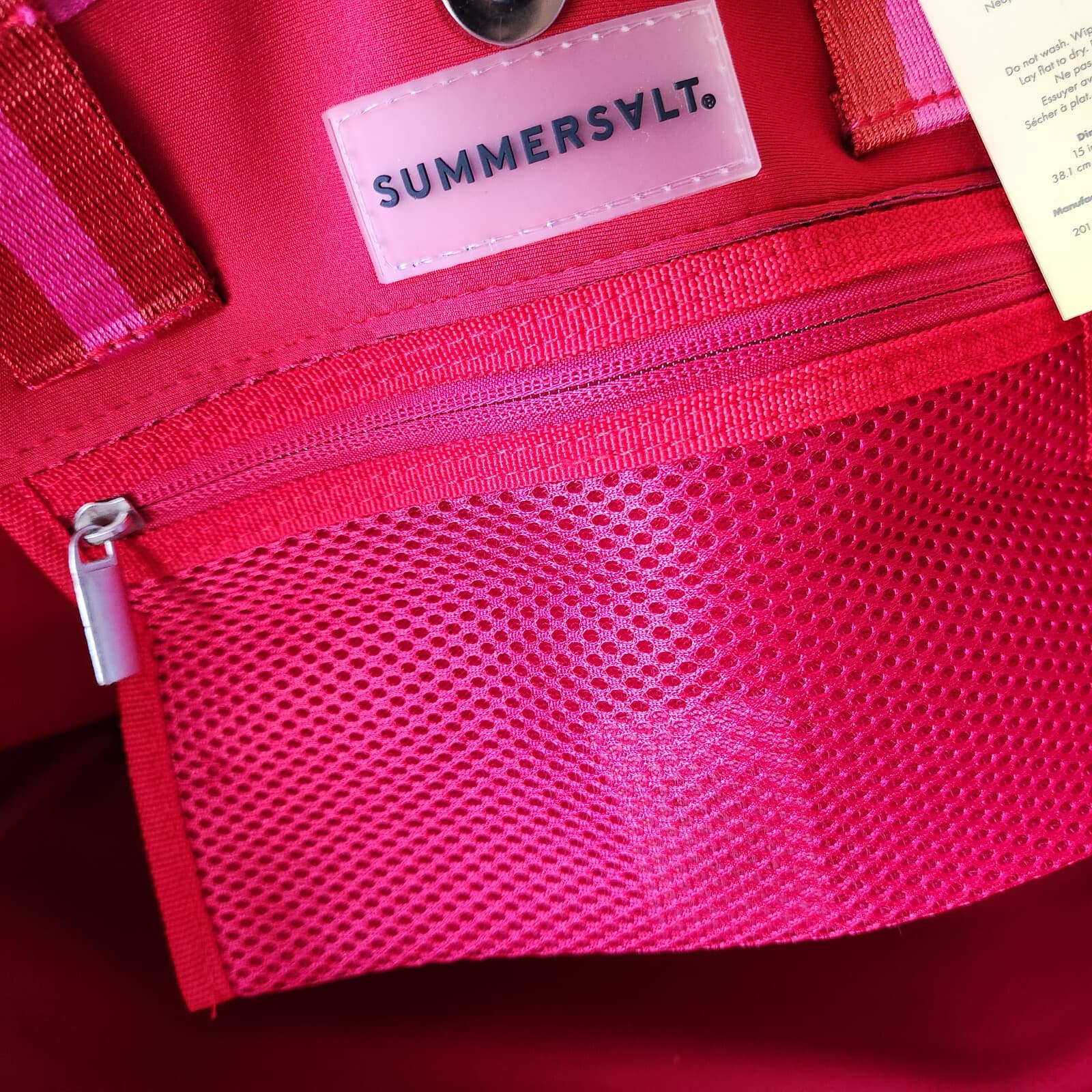 NWT Summersalt $80 Neoprene Beach Big Tote Red Pink 15"x13" - Thumbnail 14