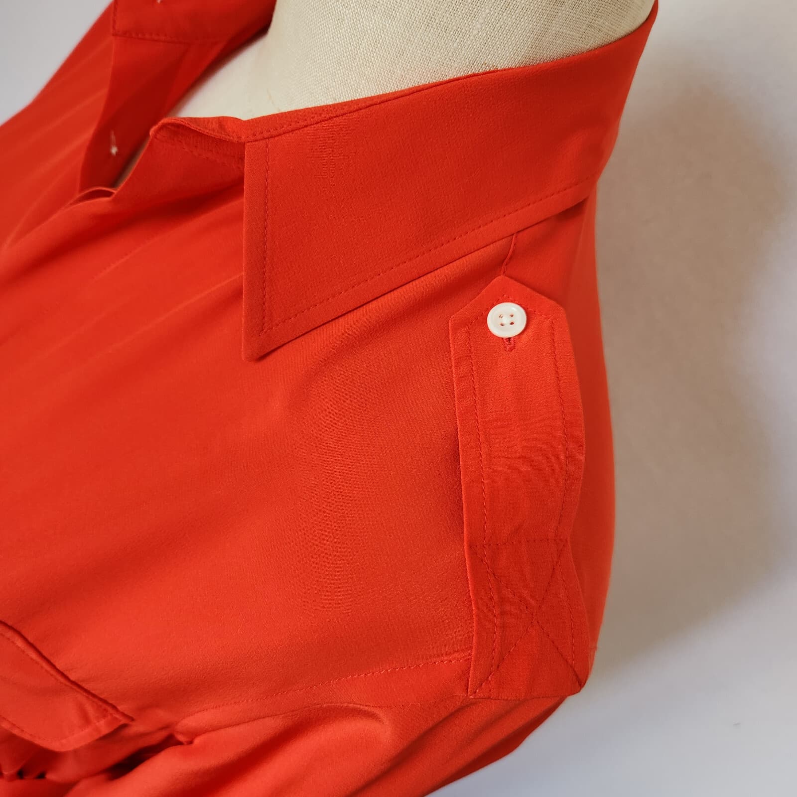 NWT Polo Ralph Lauren 100% Silk Belted Shirt Dress Long Sleeve Pocket Red Sz.6 - Thumbnail 14